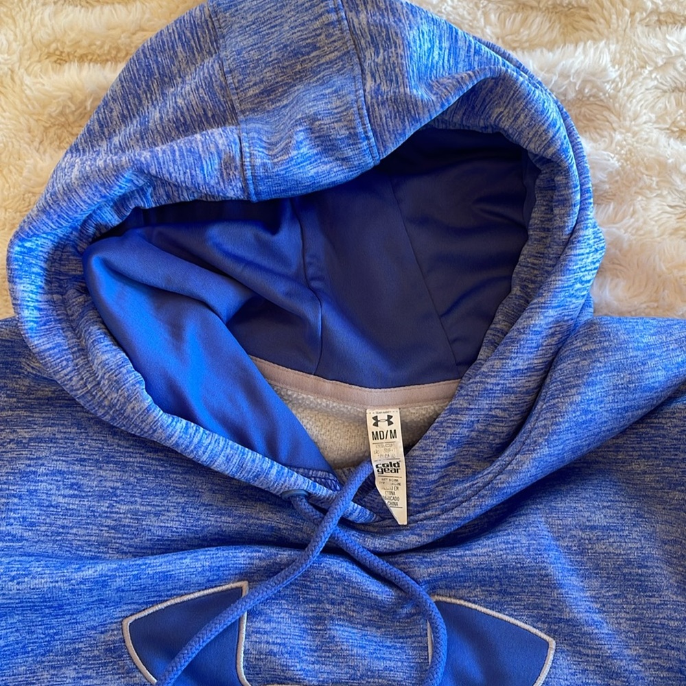Under Armour Cold Gear Heathered Blue Hoodie - Size M - Picture 2 of 7